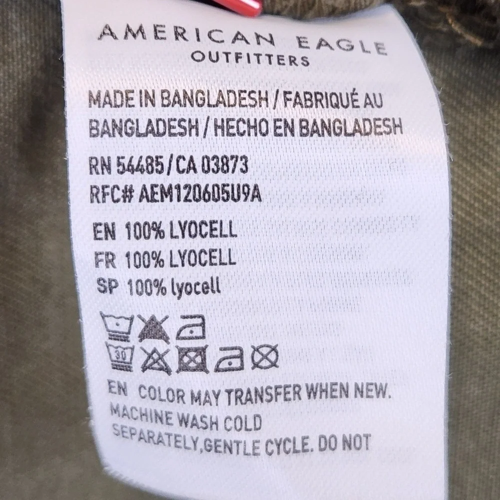 American Eagle Jacket Womens Small‎ Hooded Green Pockets Full Zip Snaps Utility